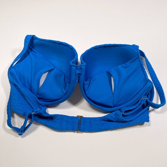Victoria Secret 40DD TWIST FRONT Push Up Bikini Top Underwire Textured Blue - Picture 6 of 7